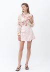 Tweed Asymmetric Mini Skirt in Pink