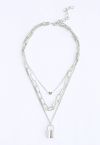 Lock Chain Pendant Layered Necklace in Silver