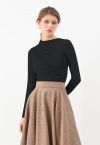 Ruched Long Sleeves Top in Black