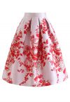 Ebullient Peony Jacquard Pleated Midi Skirt