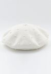 Handmade Pearl Wool Blend Beret Hat in White