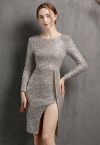 Sparkle Sequin Tie Back Cocktail Dress in Silver