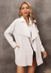 Wide Lapel Loose Knit Cardigan in Cream