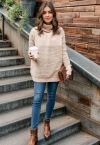 Cozy Ribbed Turtleneck Sweater in Linen