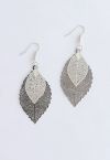 Boho Double Leaf Earrings in Black