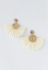 Circle Rattan Raffia Tassel Earrings