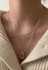 Hollow Rectangle Double-Layered Necklace