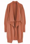 Waterfall Longline Knit Cardigan in Orange