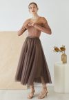 My Secret Garden Tulle Maxi Skirt in Brown