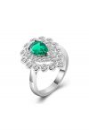 Pear Emerald Gem Diamond Trim Ring