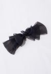 Flowy Mesh Bowknot Hair Clip in Black