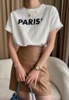 Paris Print Round Neck T-Shirt in White