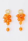 Orange Crystal Grape Drop Earrings