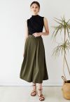 Easeful Pleated Wide-Leg Pants in Army Green