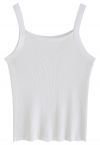 Stretchy Ribbed Knit Cami Top in White