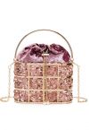 Velvet Sequin Holli Bag in Pink