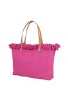 Tassel Trim Canvas Tote Bag in Magenta