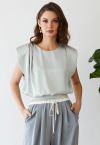 Satin Tie Back Sleeveless Top in Sage