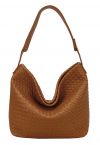 Solid Color Woven Bag in Caramel