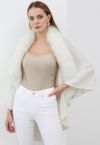 Faux Fur Beads Trim Poncho in Ivory