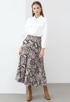 Snake Print Pleated Chiffon Skirt