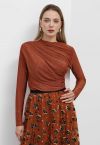 Ruched Long Sleeves Top in Pumpkin