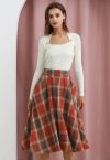 Multicolor Check Print Wool-Blend A-Line Skirt