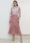 Dazzling Dream Sequin Velvet Maxi Skirt in Pink