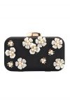 Beaded 3D Flower Clutch in Black