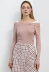 Color Blocked Neckline Knit Top in Pink