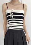 Contrast Stripe Button Trim Knit Cami Top