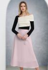 Glam Tie-Waist Midi Skirt in Pink