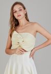 Knotted Front Bustier Crop Top in Light Yellow