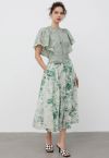 Velvet Greenery Floral A-Line Skirt