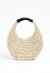 Contrast Round Handle Woven Handbag