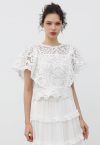 Delicate Cutie Cutwork Lace Flutter Sleeves Top in White