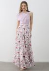 Butterfly Floral Chiffon Maxi Skirt