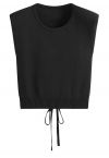 Tie-Back Sleeveless Rib Knit Top in Black