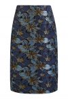 Opulent Bloom Jacquard Pencil Midi Skirt