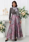 Full-Bloomed Rose Jacquard A-Line Maxi Skirt