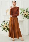 Twinkling Night Pleated Maxi Skirt in Pumpkin