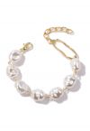 Irregular White Pearl Beaded Bracelet