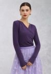 Solid Color Soft Wrap Top in Purple