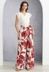 Red Bouquet Printed Wide-Leg Pants