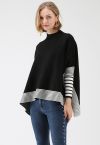 Lie in Black Fields Striped Oversize Knit Cape Sweater