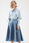 Classic Simplicity A-Line Midi Skirt in Blue