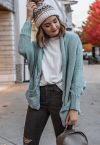 Open Front Drape Knit Cardigan in Blue