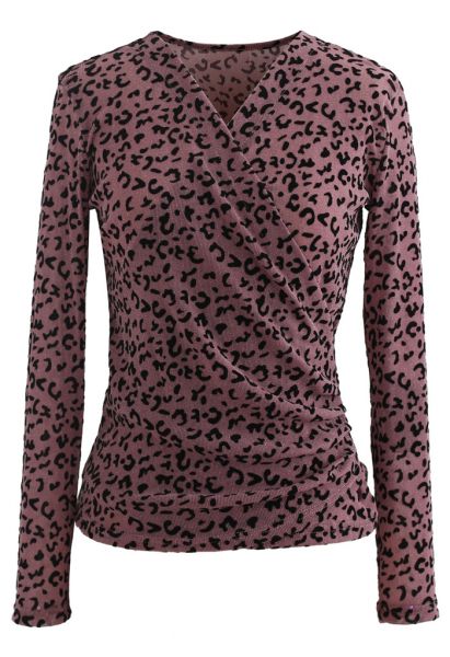 Velvet Leopard Dot Wrapped Top