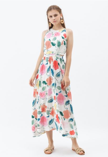 Summer Fun Painted Halter Neck Maxi Dress