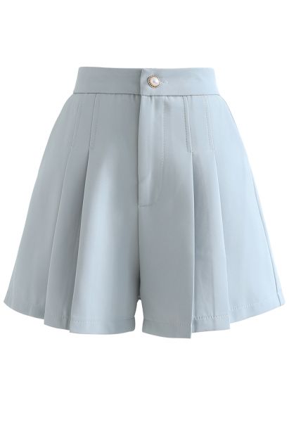 Side Pocket Pleated Shorts in Blue